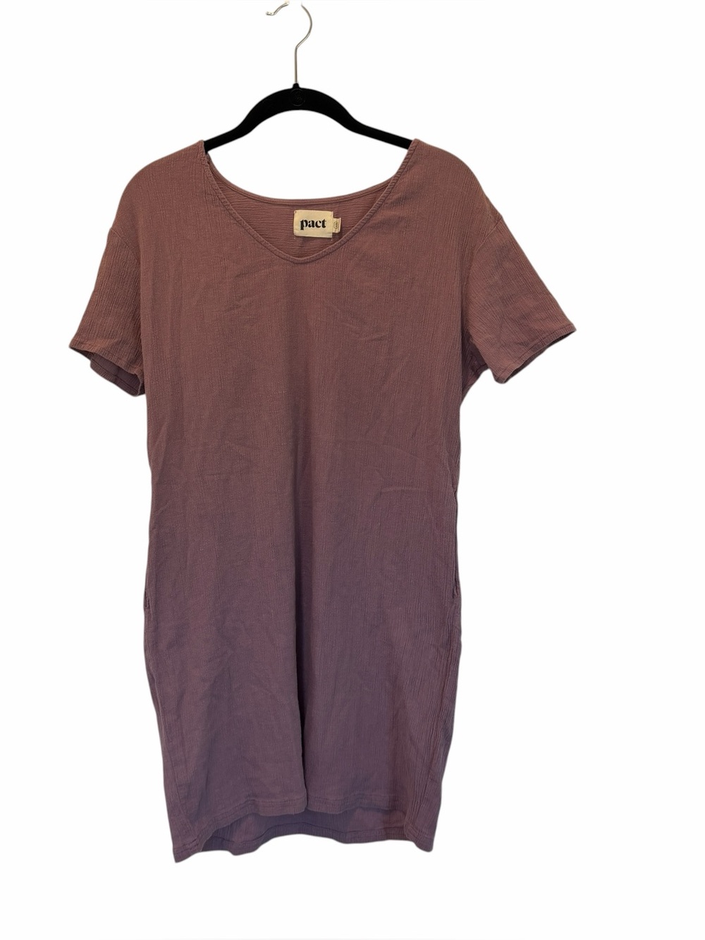 Pact Lilac 100% Organic Cotton Short Sleeve T'shirt Dress Boho Lagenlook Sz XS